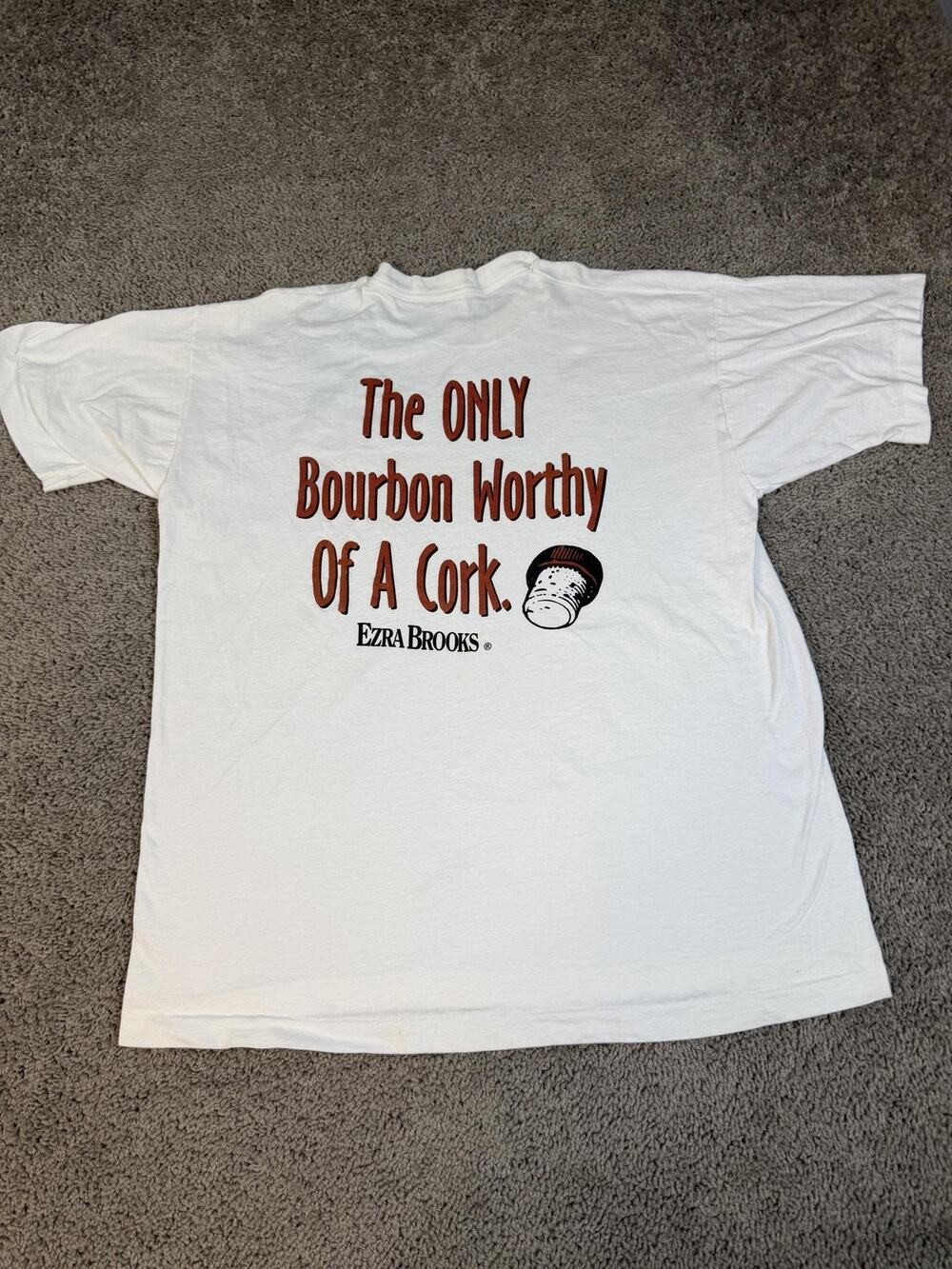 Vintage Ezra Brooks Bourbon Shirt Mens XL Only Bourbon Worth Of A Cork Promo 90s
